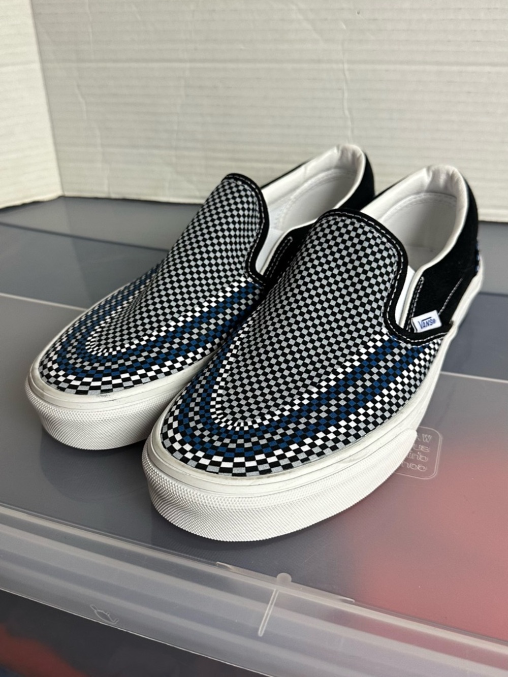Vans Slip On Checkered Blue White  Shoes